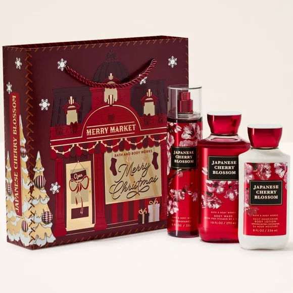 Bath & Body Works Japanese Cherry Blossom 4 Piece Gift Set NEW